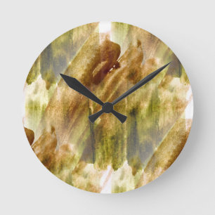 Kunstgrün, brauner Handfarbenhintergrund nahtlos Runde Wanduhr