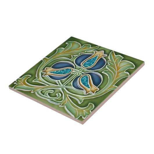 kunstgrüne Blume Fliese (Seite)