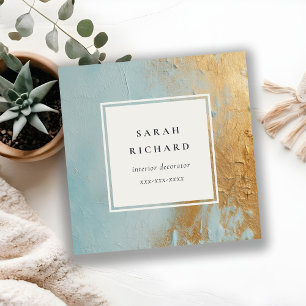 Kunsthandwerk Aqua Blue Gold Ölfarbe Farbe Textur Quadratische Visitenkarte