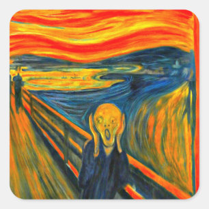 Kunsthandwerk-Aufkleber, Munch, Schrei Quadratischer Aufkleber