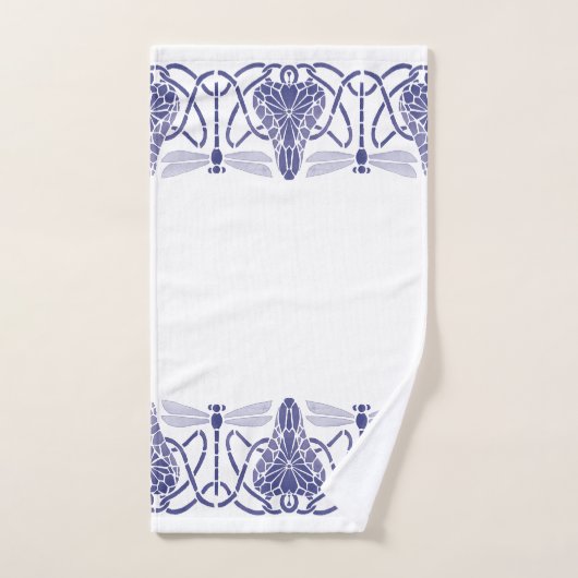 Kunsthandwerk Blaue und weiße Drachenfliegen Friez Badhandtuch Set (Handtuch)
