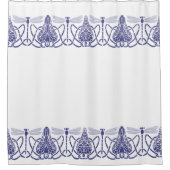 Kunsthandwerk Blaue und weiße Drachenfliegen Friez Duschvorhang (Vorderseite)