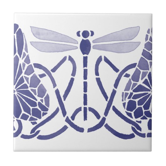 Kunsthandwerk Blaue und weiße Drachenfliegen Friez Fliese (Vorderseite)