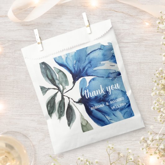 Kunsthandwerk Blaues grünes Blumenwasser Handgemal Geschenktütchen (Ausgeschnitten)