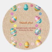 Kunsthandwerk farbenfrohe Ostereier Babydusche Runder Aufkleber (Vorderseite)