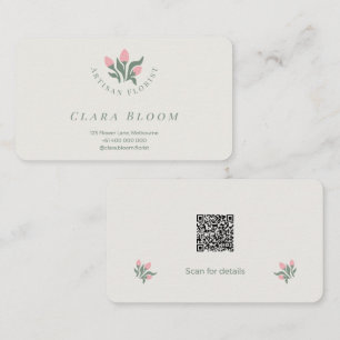 Kunsthandwerk Florist Minimalistisch Botanisch QR- Visitenkarte