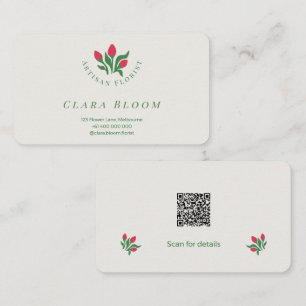 Kunsthandwerk Florist Minimalistisch Botanisch QR- Visitenkarte