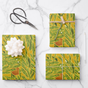 Kunsthandwerk Gelb Orange Frucht Florale Kunst Geschenkpapier Set