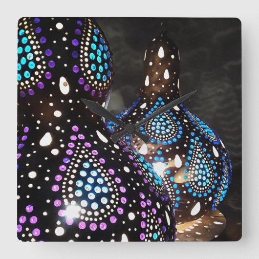 Kunsthandwerk Gourd Turkish Lanterns Akryllische K Quadratische Wanduhr (Vorderseite)