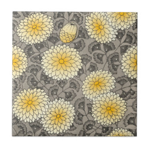 Kunsthandwerk Grays Yellow Chrysanthemum Repro Fliese