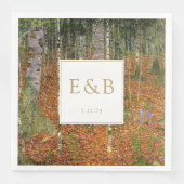 Kunsthandwerk Gustav Klimt Forest Nature Wedding Serviette (Vorderseite)