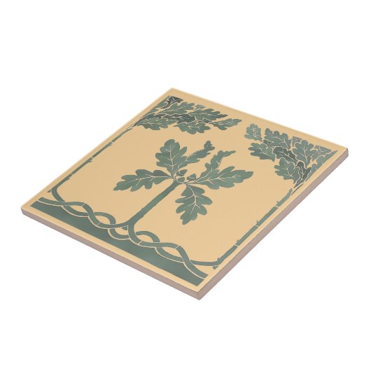 Kunsthandwerk, Handwerker, Mission Style Oak Acorn Fliese (Seite)