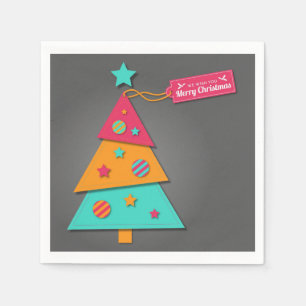 Kunsthandwerk heller bunter Weihnachtsbaum Serviette