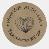 Kunsthandwerk Herz Runder Aufkleber (Vorderseite)