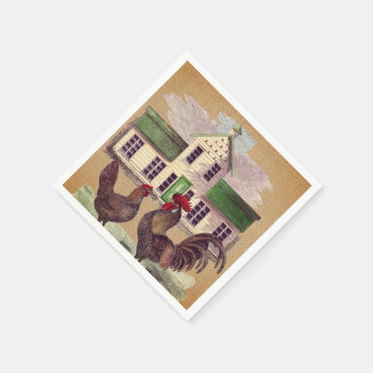 Kunsthandwerk Hühner Rustikales Design Serviette (Ecke)