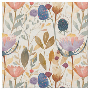 Kunsthandwerk inspirierte schottische Wildblumen Stoff