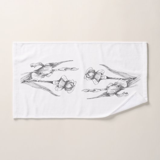 Kunsthandwerk Iris Original Botanische Kunst Handtuch (Handtuch)