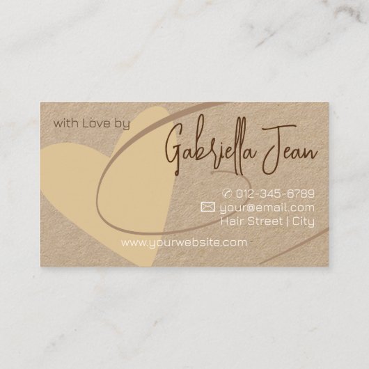 Kunsthandwerk Kalligrafie Signatur Brown Heart Visitenkarte (Rückseite)