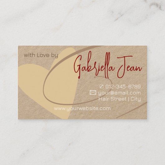 Kunsthandwerk Kalligrafie Signatur Rotes Herz Visitenkarte (Rückseite)