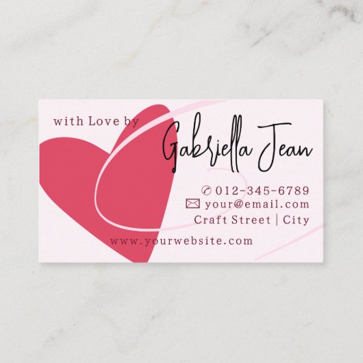 Kunsthandwerk Kalligrafie Signature Liebe Herz Visitenkarte (Rückseite)