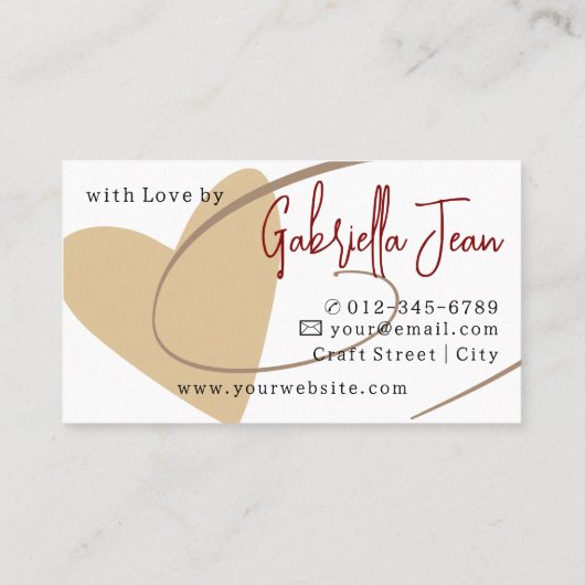 Kunsthandwerk Kalligrafie Signature Liebe Herz Visitenkarte (Rückseite)