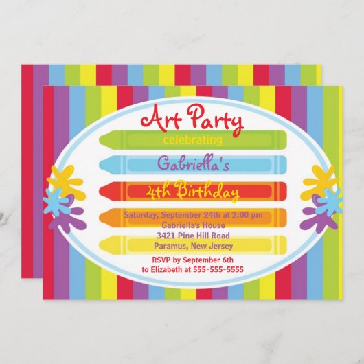 Kunsthandwerk Kinder Paint Birthday Party Einladung (Vorne/Hinten)