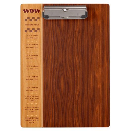 Kunsthandwerk Kirschholz - schnelles Ref, Monogram Klemmbrett (Vorderseite)