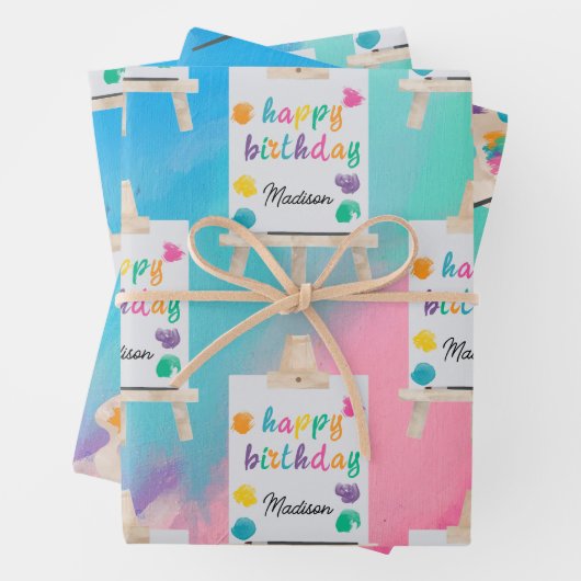Kunsthandwerk Künstler Paint Birthday Thema Geschenkpapier Set (Beispiel)