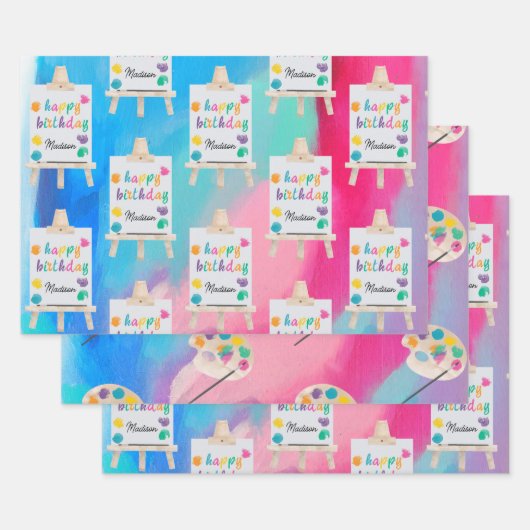 Kunsthandwerk Künstler Paint Birthday Thema Geschenkpapier Set (Set)