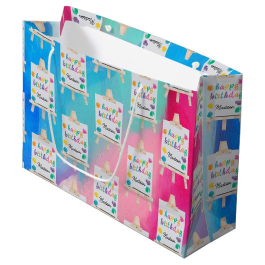 Kunsthandwerk Künstler Paint Birthday Thema Große Geschenktüte (Vorderseite Schrägansicht)