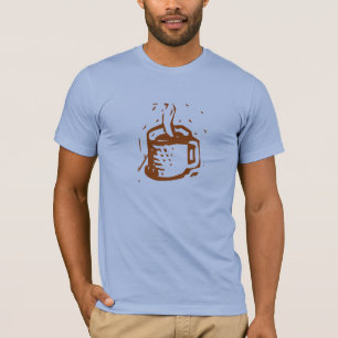 Kunsthandwerk Linolschnitt Dampfende Tasse Grafik T-Shirt