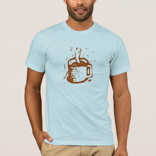 Kunsthandwerk Linolschnitt Dampfende Tasse Grafik T-Shirt (Vorderseite)