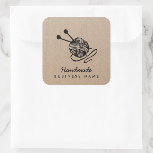 Kunsthandwerk moderne Strickwaren rustikal Quadratischer Aufkleber (Tasche)