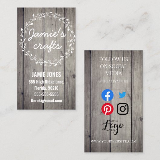 Kunsthandwerk Nähen Strickherzen Folkskandi Visitenkarte (Vorne/Hinten)