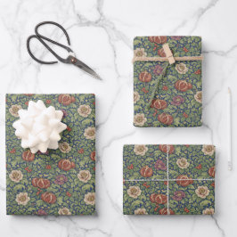 Kunsthandwerk Navy Blau Granatapfel Blumenmuster Geschenkpapier Set