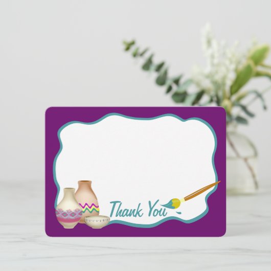 Kunsthandwerk Paint Party Flat Card Vielen Dank Dankeskarte (Stehend Vorderseite)