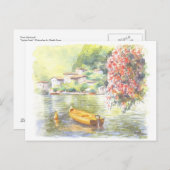 Kunsthandwerk Postkarte - Italienischer See, Aquar (Vorne/Hinten)