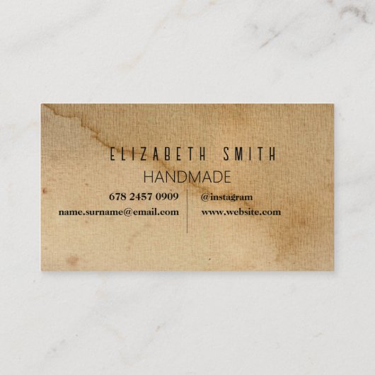 Kunsthandwerk Rustikale Visitenkarte (Rückseite)
