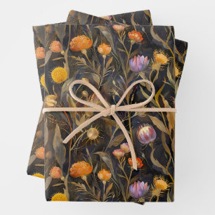 Kunsthandwerk Schottische Dickstempel und wilde Bl Geschenkpapier Set