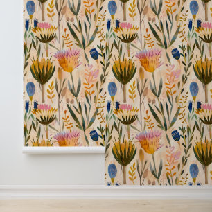 Kunsthandwerk Schottische Diester und Wildblumen Tapete