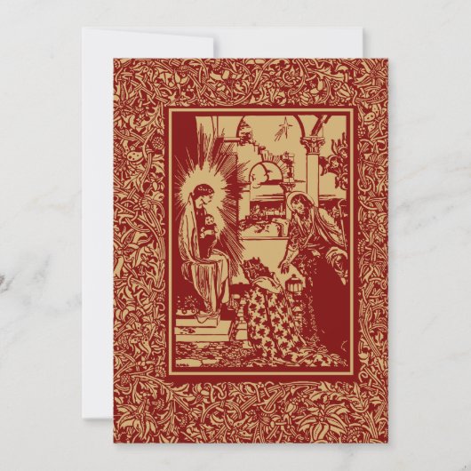 Kunsthandwerk Stil 1896 Weihnachtskrippe Feiertagskarte (Vorderseite)