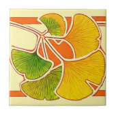 Kunsthandwerk-Stil Ginkgo-Biloba-Blattrand Fliese (Vorderseite)
