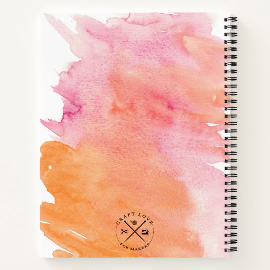 Kunsthandwerk Typografie Wasserfarbe Rosa Orange Notizblock (Rückseite)