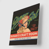 Kunsthandwerk Vintager Glamour Giro del Malcantone Quadratische Wanduhr (Winkel)