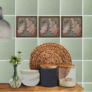 Kunsthandwerker Eichenblattdekoration Keramik Fliese