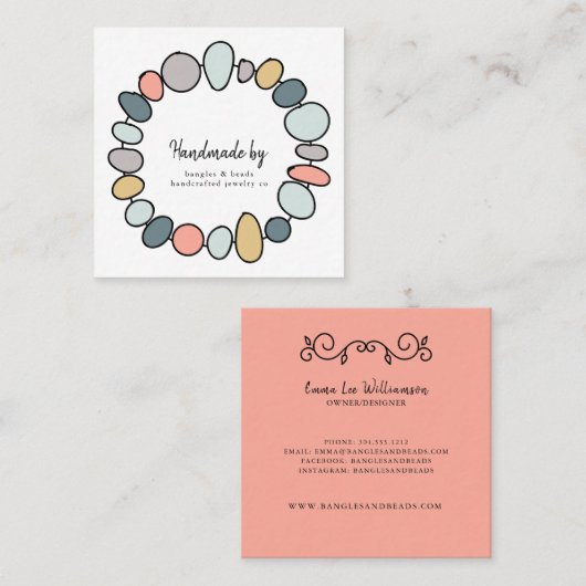 Kunsthandwerker Etsy Artisy Rustic Modern Square Quadratische Visitenkarte (Vorne/Hinten)