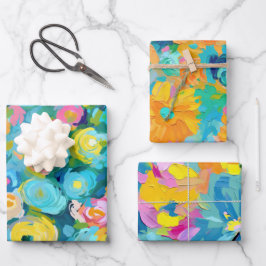 Kunsthandwerkermalte Blume Bunte Fun Florals Geschenkpapier Set