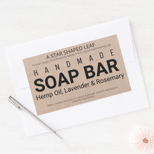 Kunsthandwerklich hergestellte Hanfseife Rechteckiger Aufkleber (Umschlag)