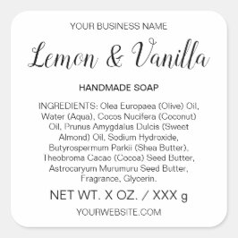 Kunsthandwerklich hergestellte Seife oder Skincare Quadratischer Aufkleber