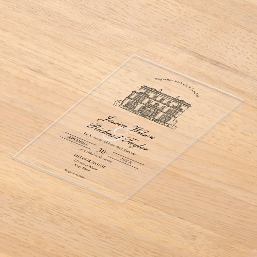 Kunsthandwerkliche Hochzeit von Manor Illustration Acryleinladungen (Ablage )